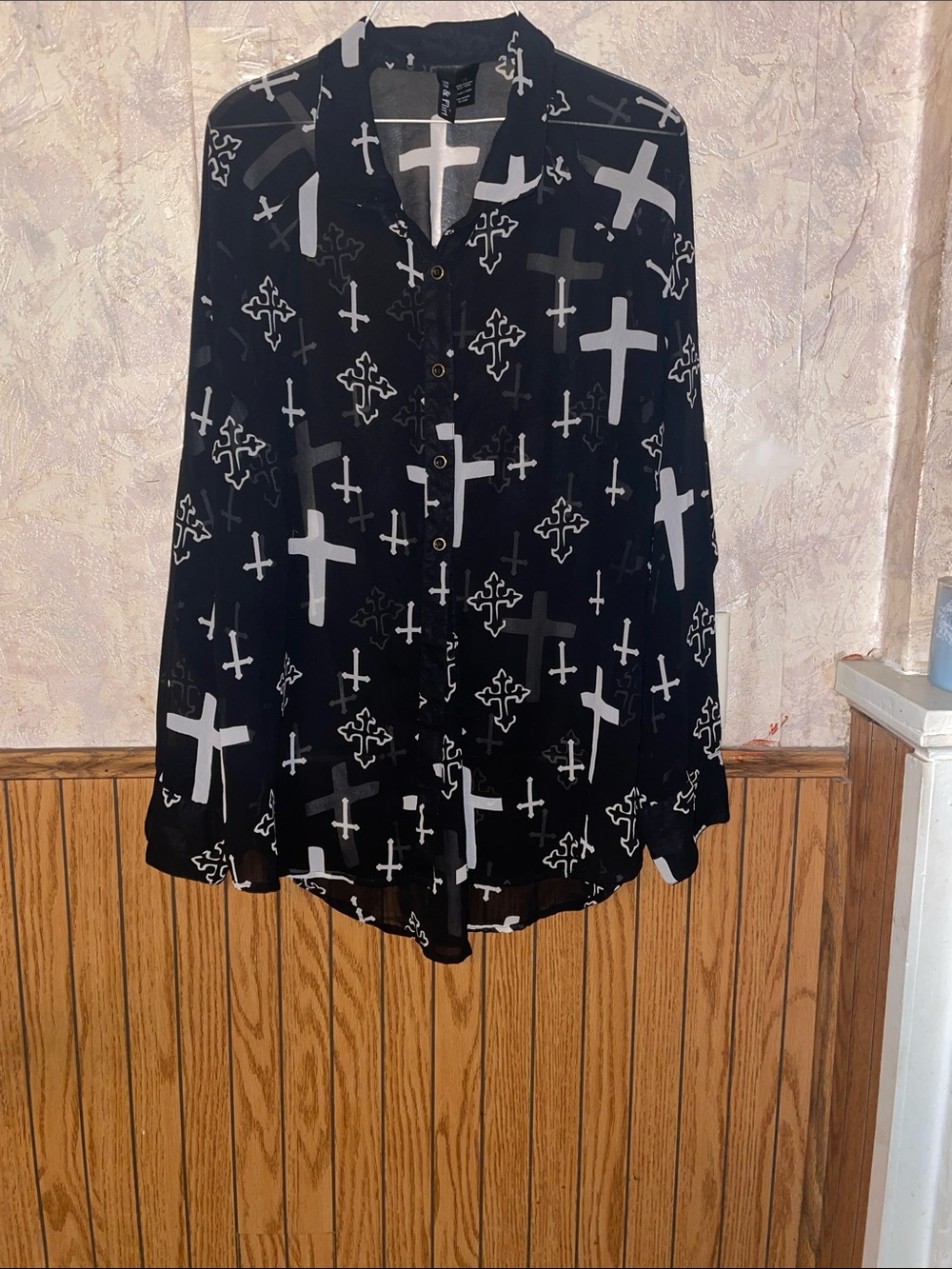 Black & white fun & flirt sheer top (1X)